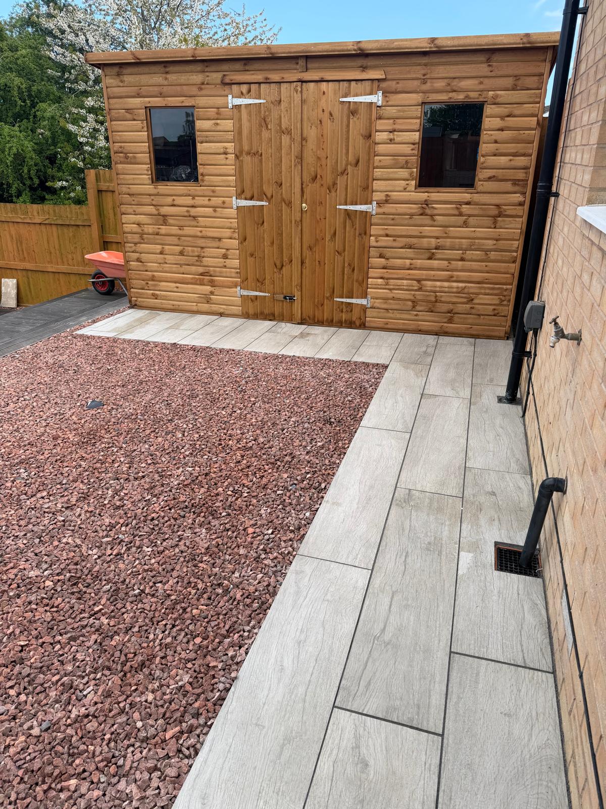 New shed and gravel landscaping